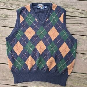 American Living Mens Vtg Y2K Prep Golf Argyle Cotton V Neck Knit Sweater Vest L